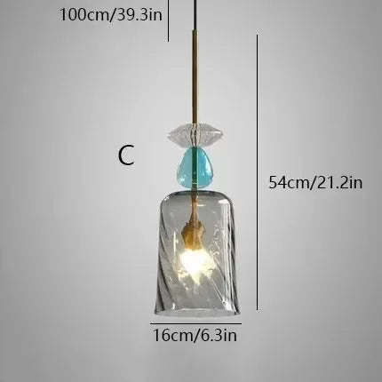 Afralia™ Scandinavian Macaron Stained Glass Chandelier with E27 Bulb