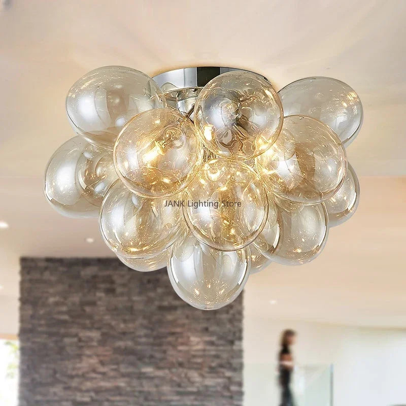 Afralia™ Glass Chandelier Leds Ceiling Lamp for Designer Bedroom Lighting Fixture