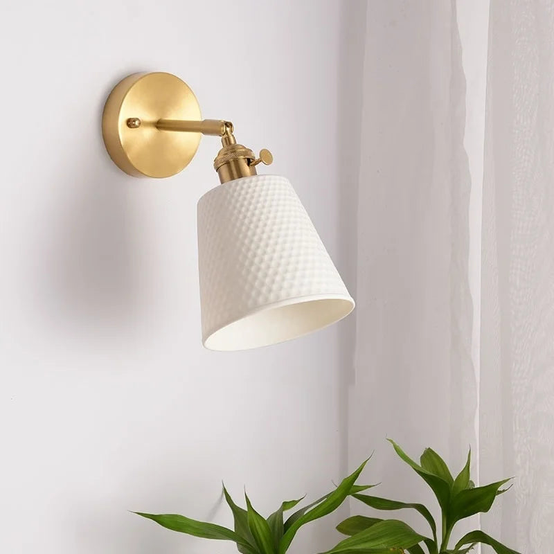 Afralia™ Ceramic LED Wall Sconce Light with Pull Chain Switch