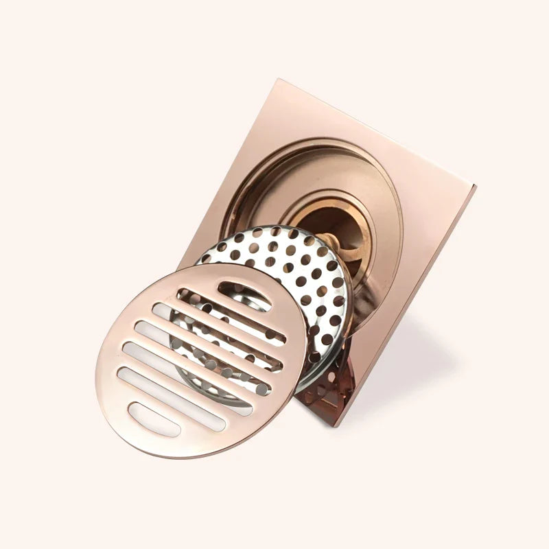 Afralia™ Brass Square Floor Drain 10x10cm for Bathroom Shower with Insect-Proof Deodorant