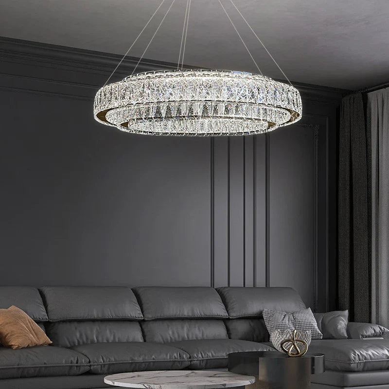 Afralia™ Crystal Luxury Ring Chandelier LED Ceiling Pendant Light Fixture