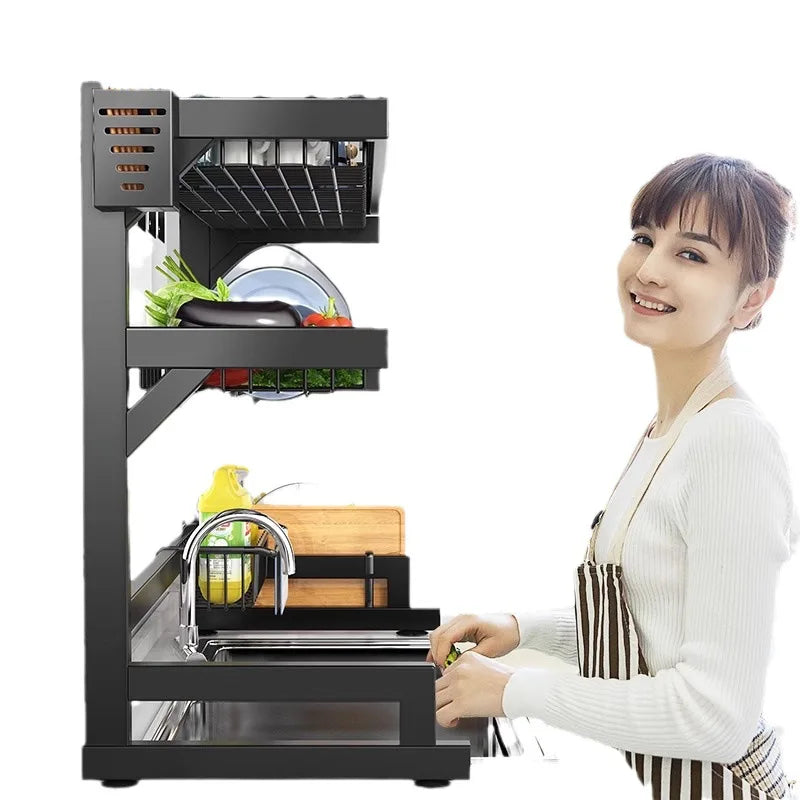 Afralia™ 2-Layer Over Sink Dish Drying Rack & Utensil Holder Organizer