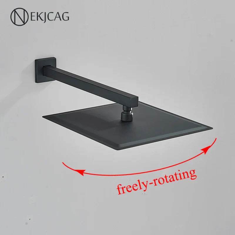 Afralia™ Matte Black Wall Mount Waterfall Shower System with Concealed Faucet