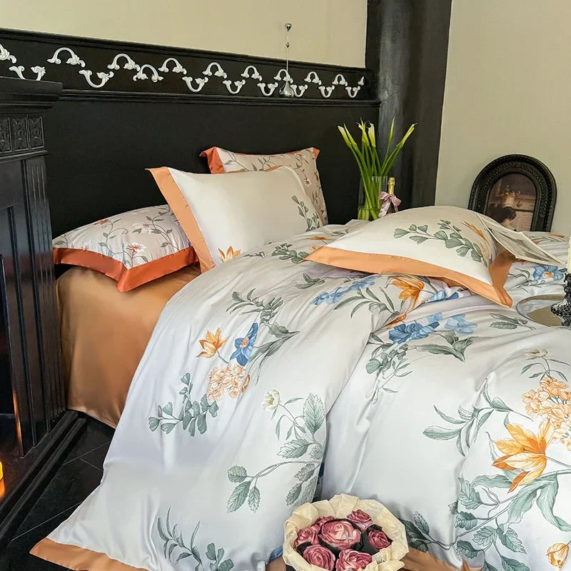 Afralia™ Egyptian Cotton Bedding Set: Queen King Full Size Sheet Pillowcase Comforter Cover
