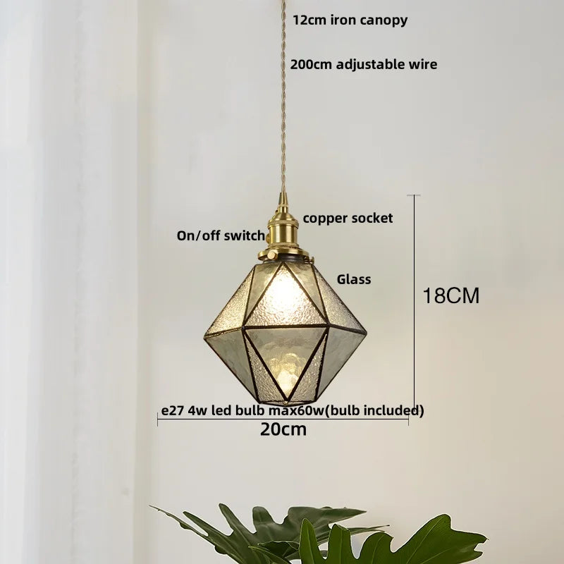 Afralia™ Blue Glass LED Pendant Light Fixture Modern Nordic Wire Hanging Lamp