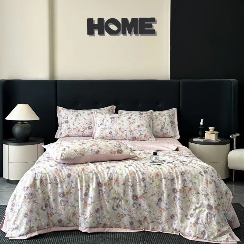 Afralia™ Cool Silk Summer Quilt Set with Sheets & Pillowcases