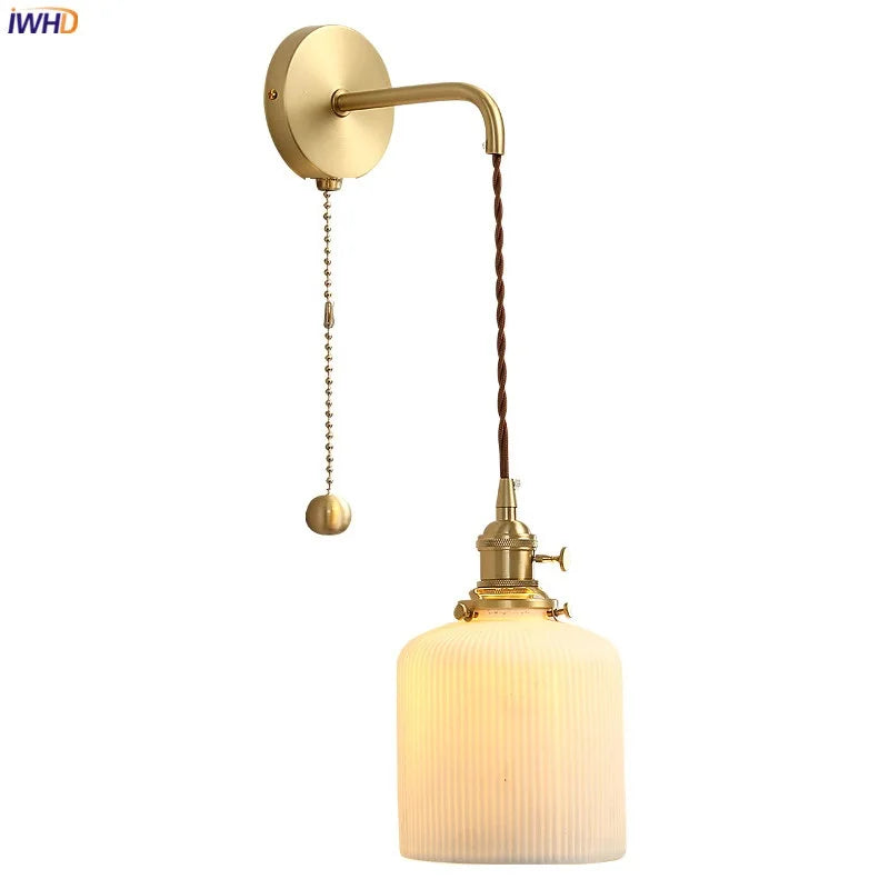 Afralia™ Nordic LED Wall Light Copper Ceramic Bedroom Living Room Lamp