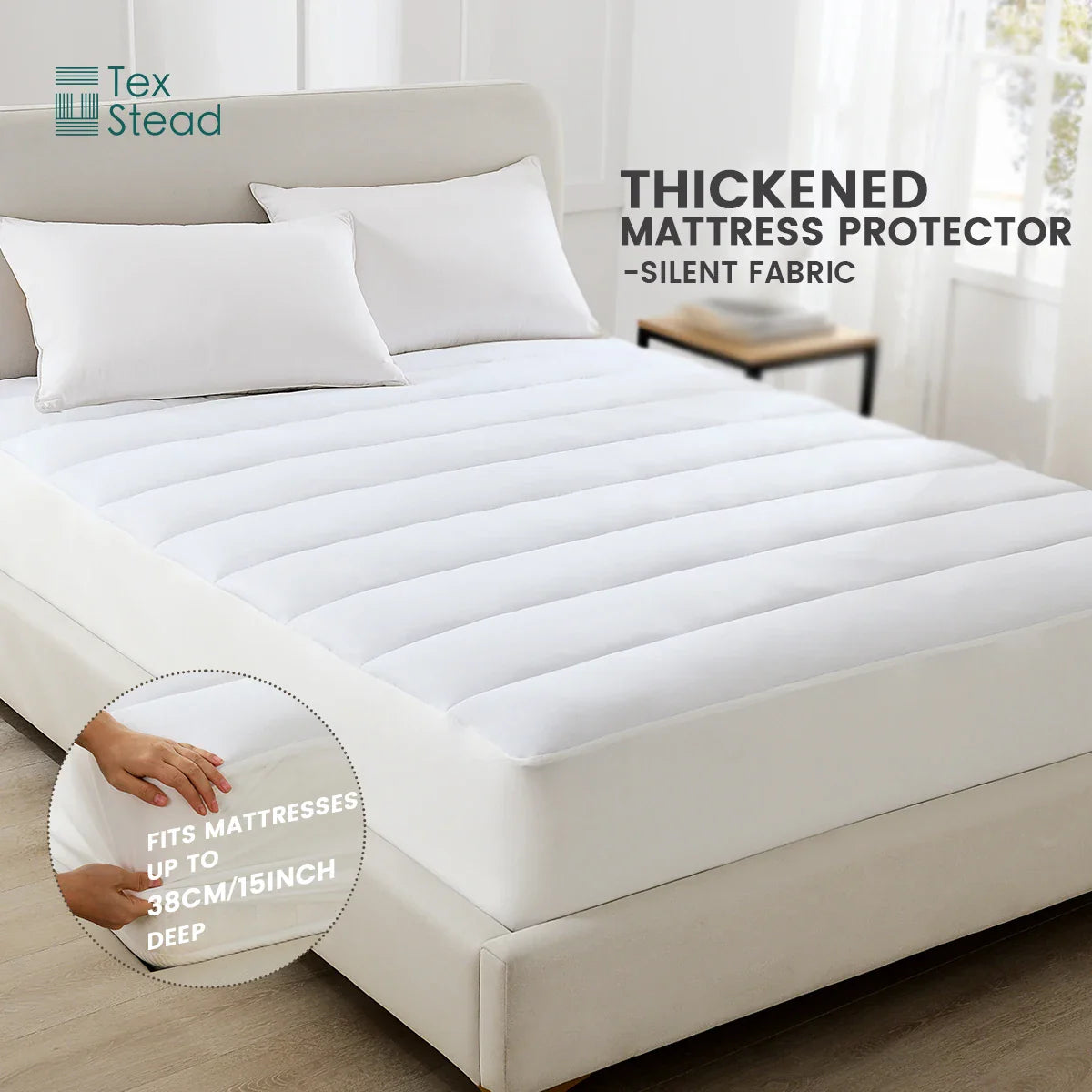 Afralia™ Waterproof Quilted Mattress Pad Protector with Deep Pocket, Soft Breathable & Machine Washable