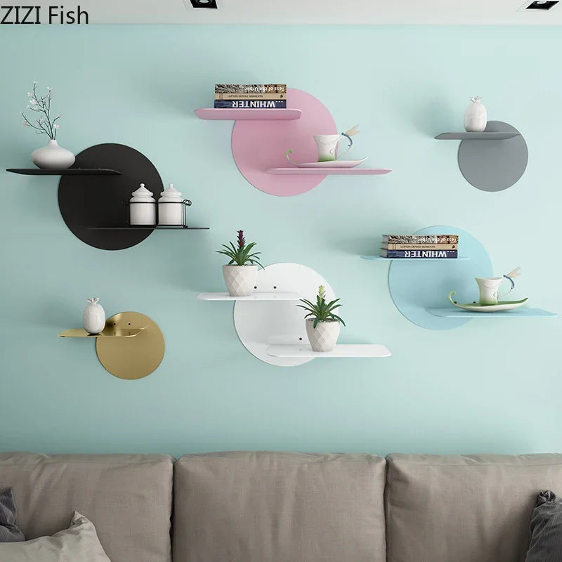 Afralia™ Modern Wrought Iron Storage Wall Rack for European Background Wall Ornaments