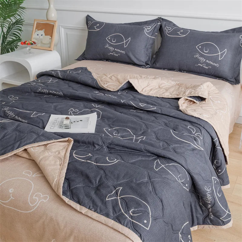 Afralia™ Nordic Printed Cooling Comforter Bedding for Adults- Soft Single Double Blankets