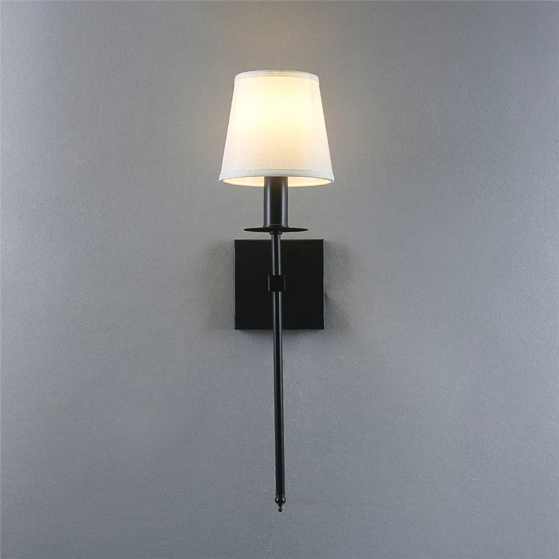 Afralia™ Rustic Industrial Wall Sconce with Textile Shade and LED Lights
