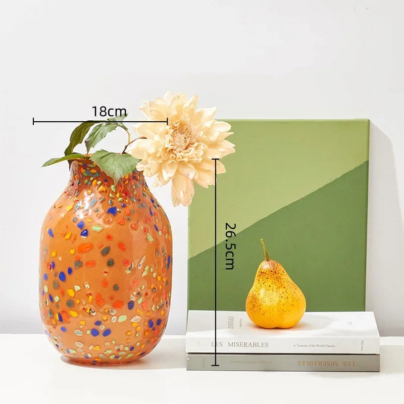 Afralia™ Glass Vase with Colorful Dots for Home Decor & Hydroponic Plants