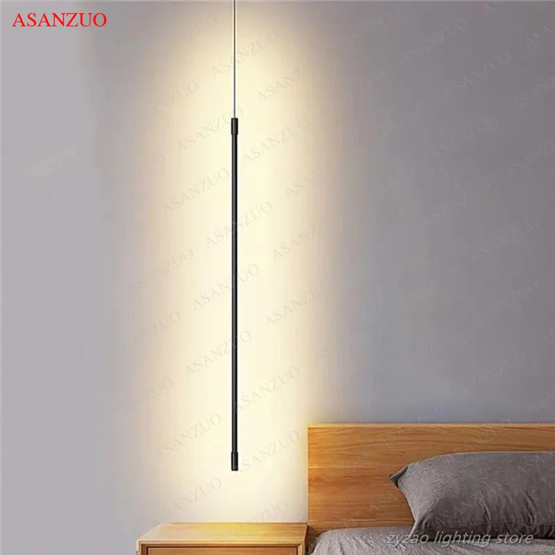 Afralia™ LED Pendant Light: Adjustable Line Strip Hanging Lamp for Modern Home Decor