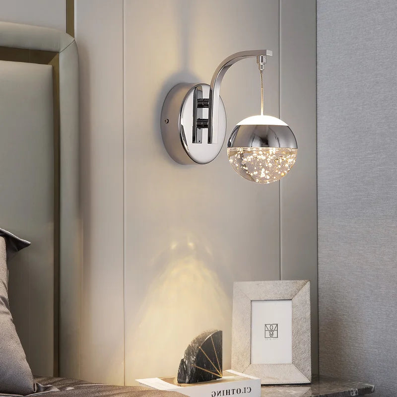 Afralia™ Gold Crystal Bubble Wall Sconce Light for Home Bedroom Decor