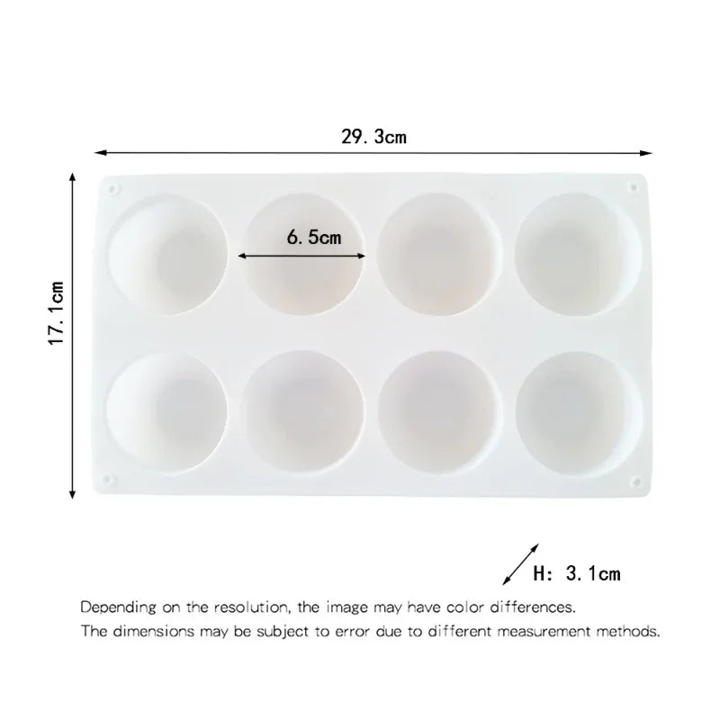 Afralia™ Silicone Cake Mold - 8 Cavity Flat Round Bakeware Pan for Desserts