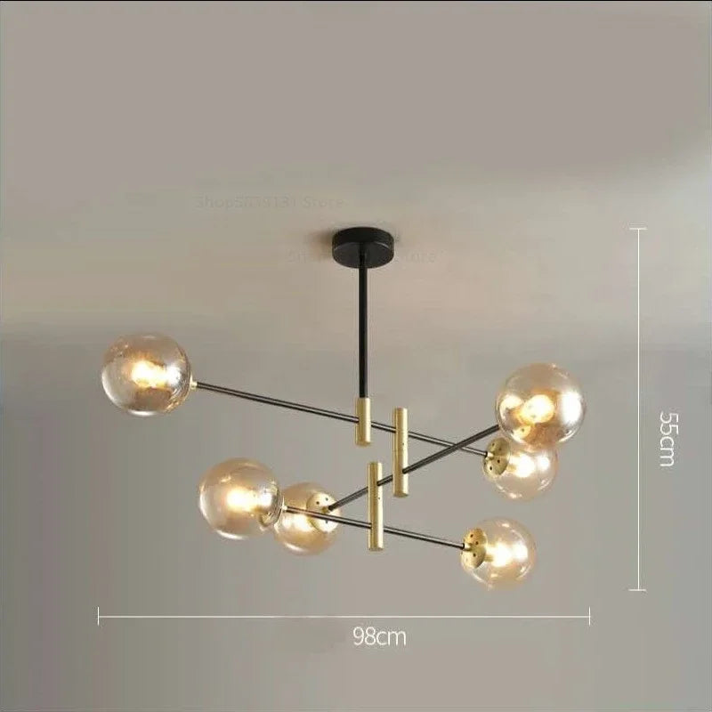 Afralia™ Glass Ball Chandelier: Modern Nordic Lighting Fixture for Living Room and Kitchen