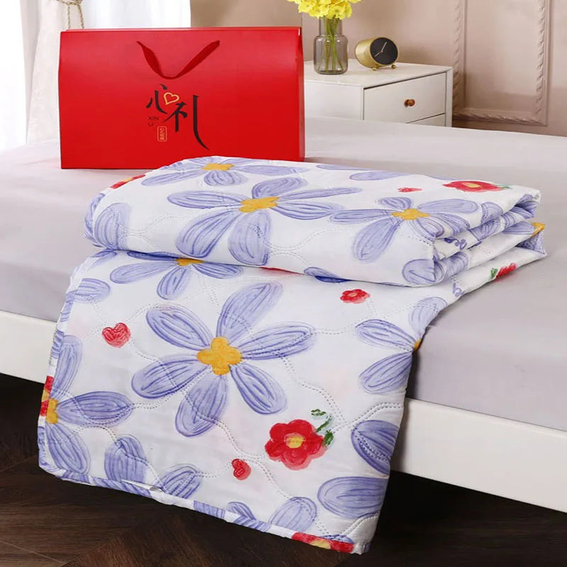 Afralia™ Fashion Flower Printed Cotton Jacquard Quilted Comforter - Lightweight & Breathable Summer Blanket