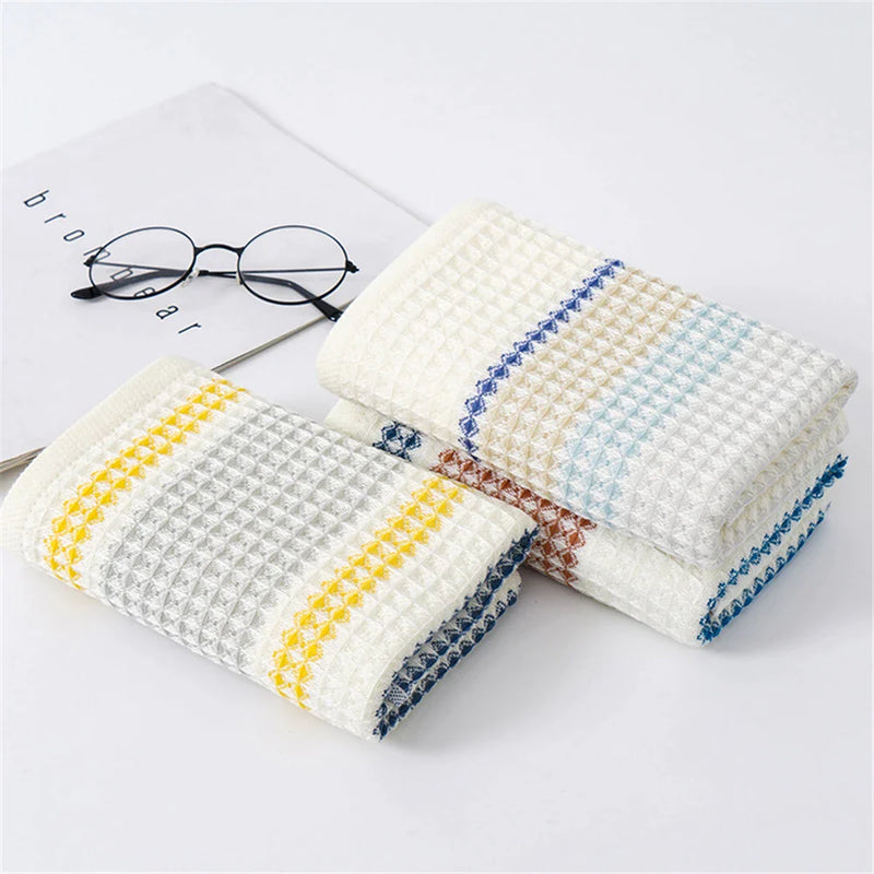 Afralia™ Japanese-Inspired Waffle Stripe Towel Set - Adult & Children Sizes