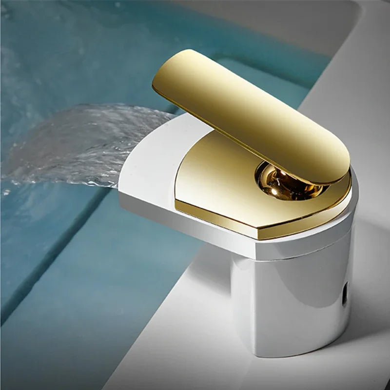 Afralia™ Waterfall Sink Taps Single Hole Basin Mixer Faucet Hot Cold Water Tap