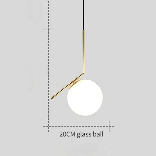 Afralia™ Gold Ring Glass Ball Pendant Light Fixture for Bedroom Living Room.