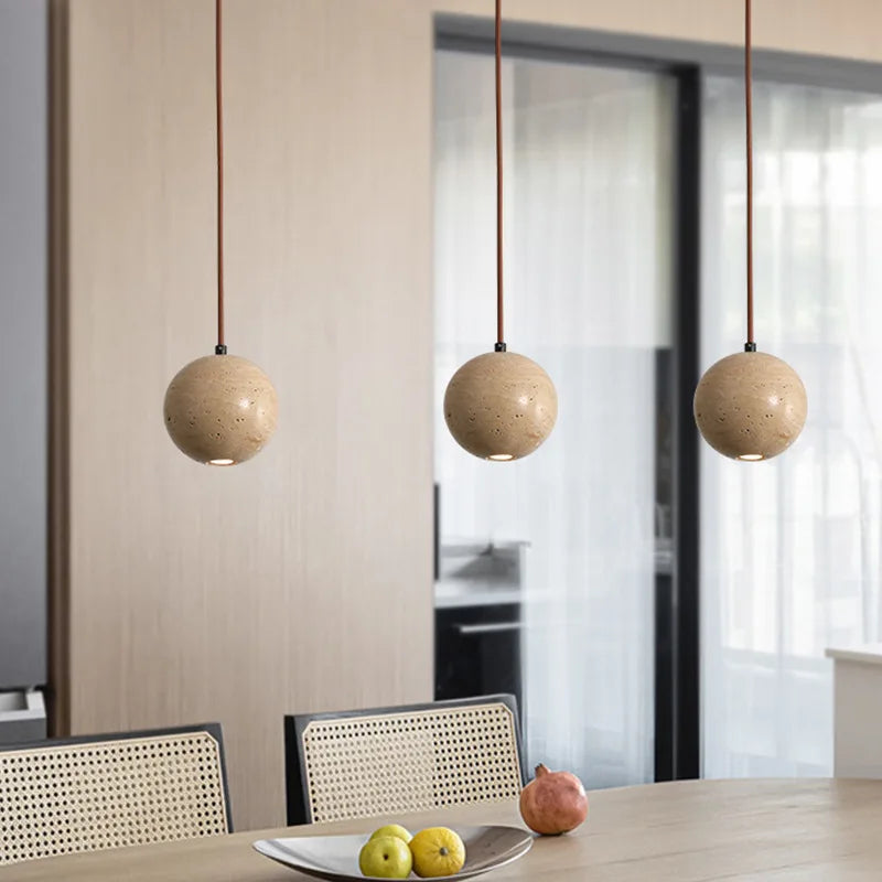 Afralia™ Stone Ball LED Pendant Lamp: Stylish Round Hanging Light for Bedroom & Living Room