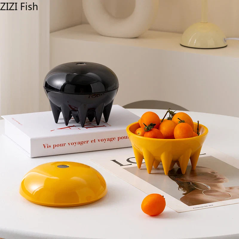Ceramic Jellyfish Fruit Bowl by Afralia™: Decorative Storage Jar with Lid