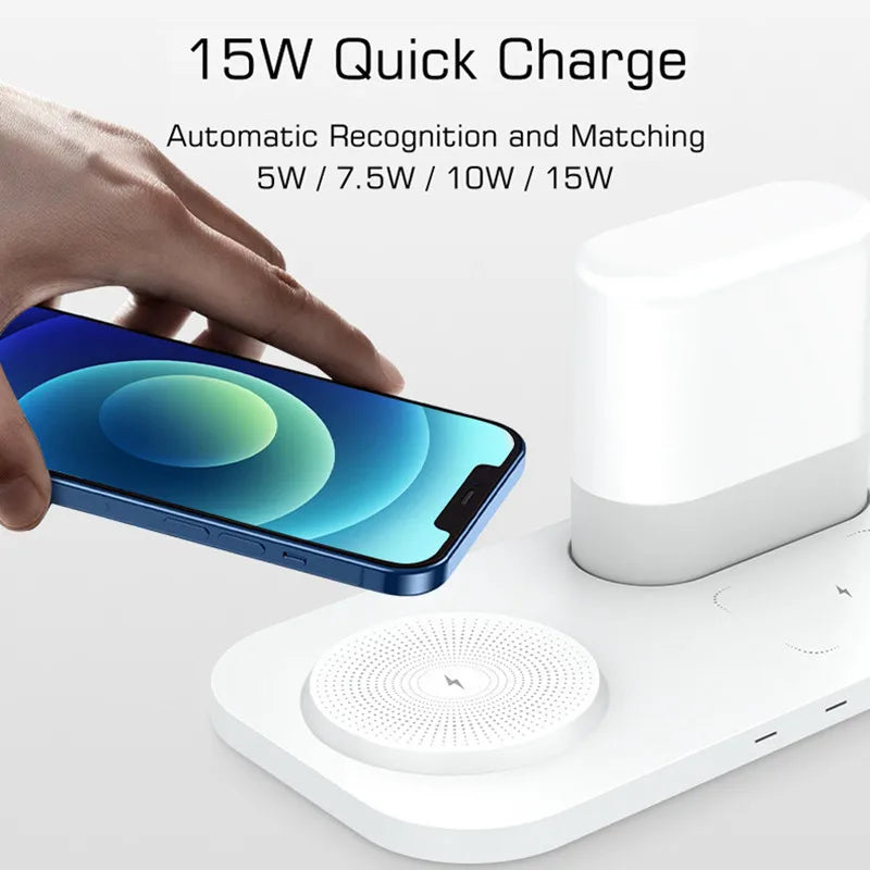 Afralia™ LED Wireless Charging Night Light with 3 Colors, USB Bedside Lamp