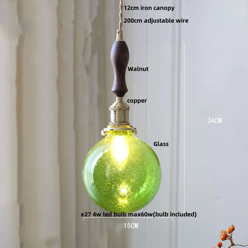 Afralia™ Bubble Glass Ball LED Pendant Lamp with Copper Knob Switch - Nordic Modern Home Decor