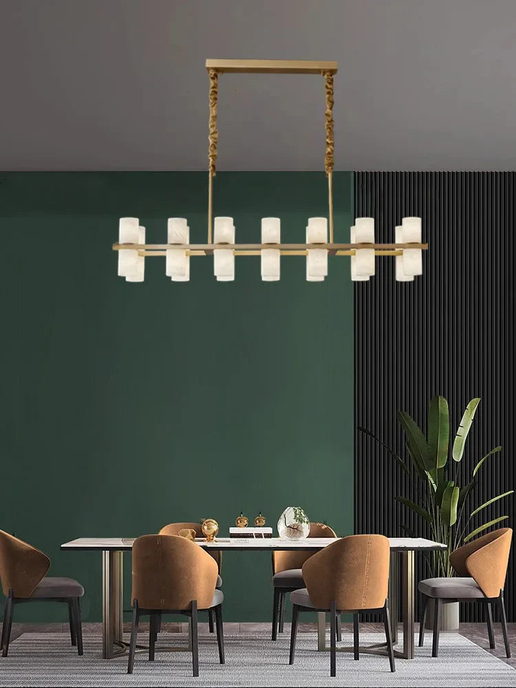 Afralia™ Copper Marble Hanging Lamparas: Elegant Round Indoor Lighting for Dining Room