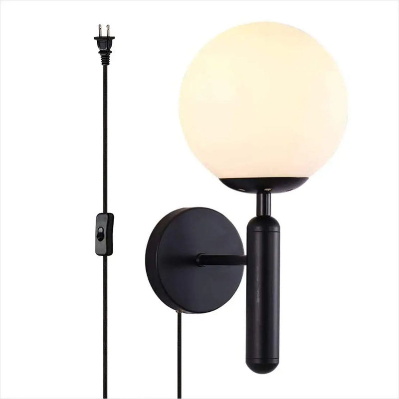 Afralia™ Vintage Industrial Black Wall Sconce Light with White Glass Shade