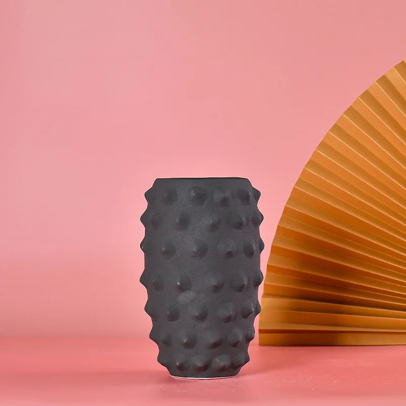 Afralia™ Black Ceramic Sea Urchin Spine Vase - Abstract Geometry Handicraft Decoration