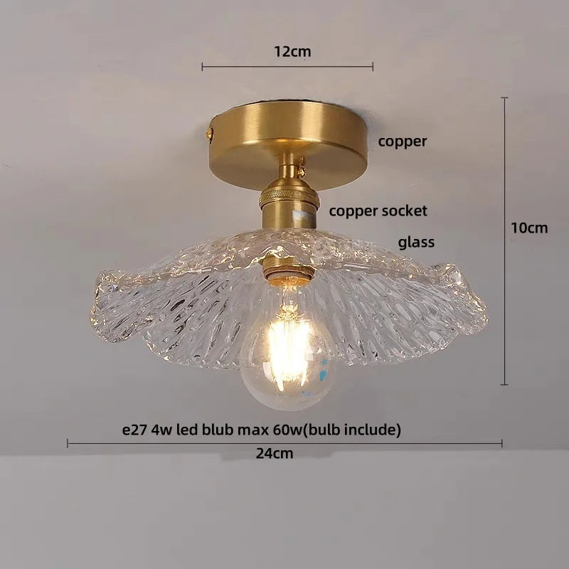 Afralia™ Glass LED Ceiling Light for Living Room, Modern Copper Canopy, Nordic Style Fixtures