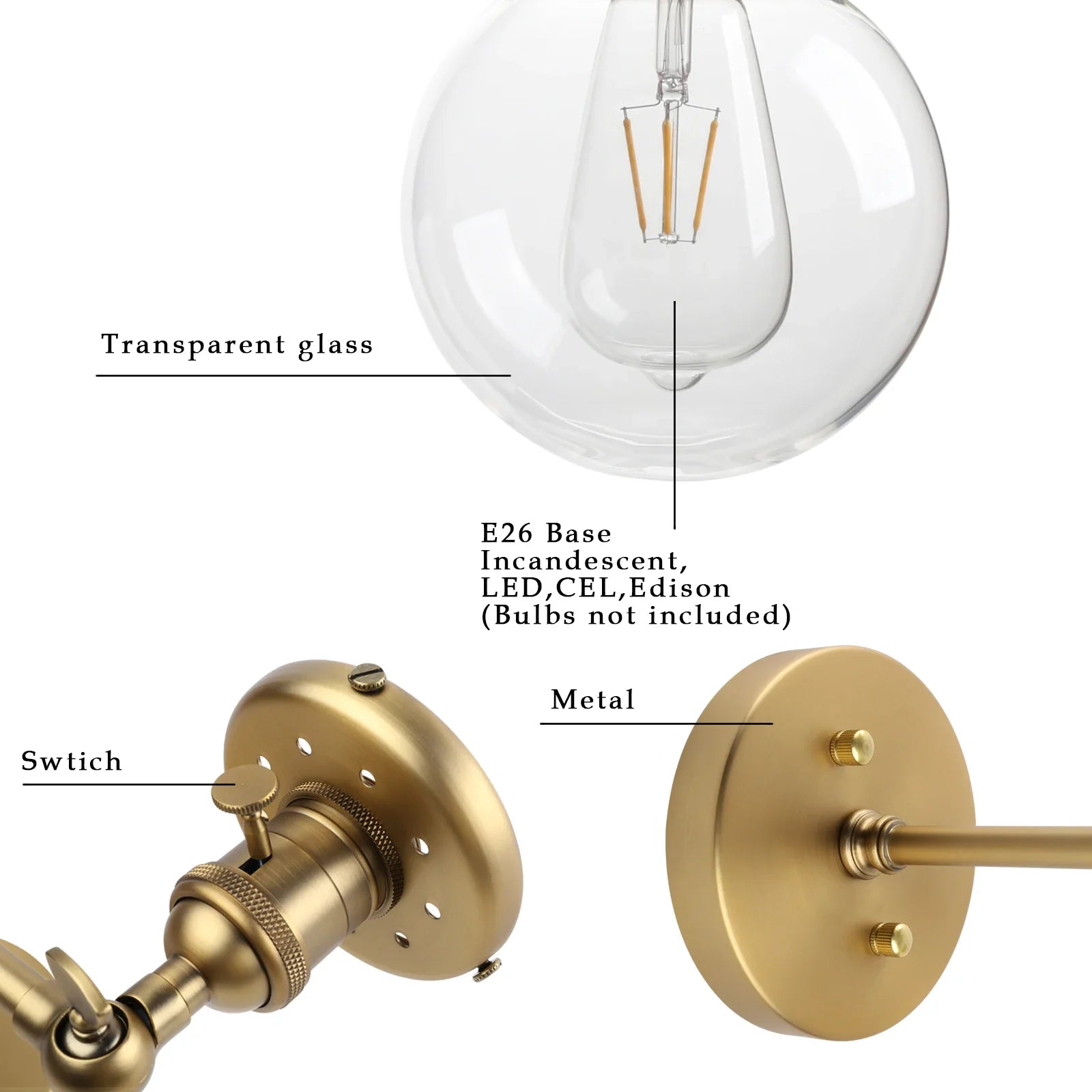 Afralia™ Double Ball Heads Globe Glass Wall Sconce, Modern Vintage Indoor Lighting