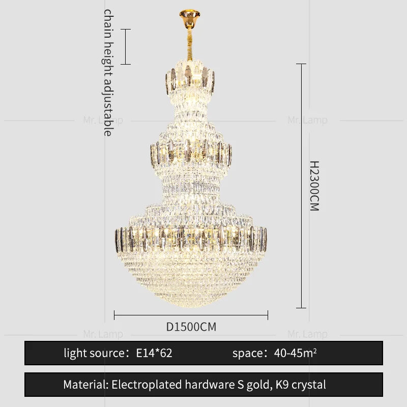 Afralia™ Crystal Chandelier: Postmodern Light Luxury for Hotel Lobby, Villa, and Duplex Floors