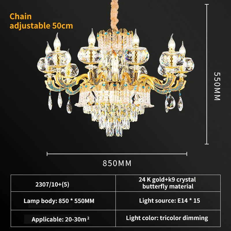 Afralia™ Crystal Living Room Chandelier - Elegant Lighting for Home, Hotel, and Restaurant