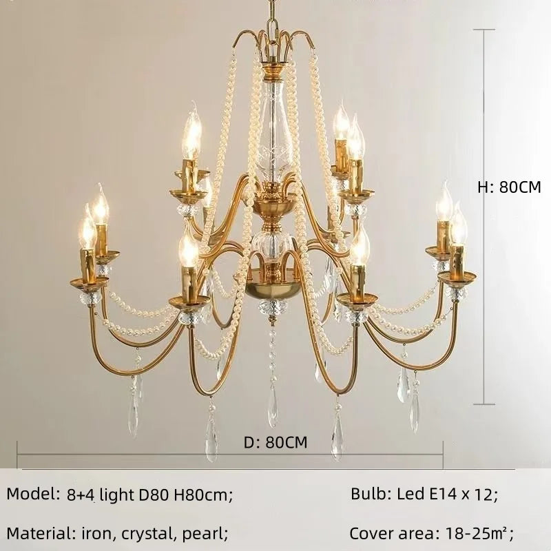 Afralia™ Luxury Crystal Chandelier Foyer Pendant Light American Style Home Decor
