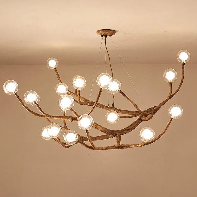 Afralia™ Retro LED Chandelier Living Room Study Bedroom Art Brown Pendant Light