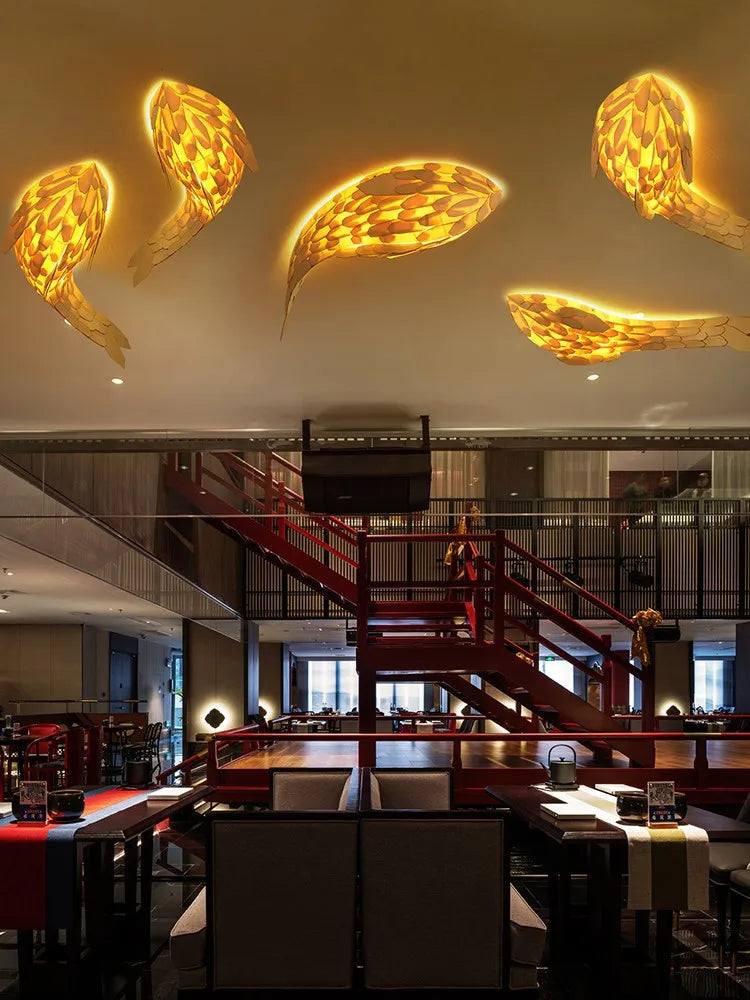 Afralia™ Hand-Woven Bamboo LED Wall Light: Nordic Modern Fish Design for Elegant Wall Decor