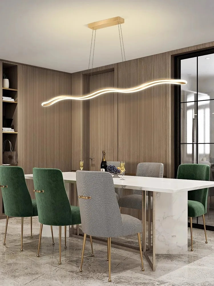 Afralia™ Modern Wave LED Chandelier for Dining Room and Bar Lighting