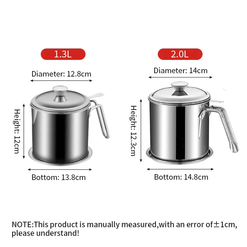 Afralia™ Stainless Steel Oil Filter Pot Strainer Container for Cooking Oil and Lard Storage