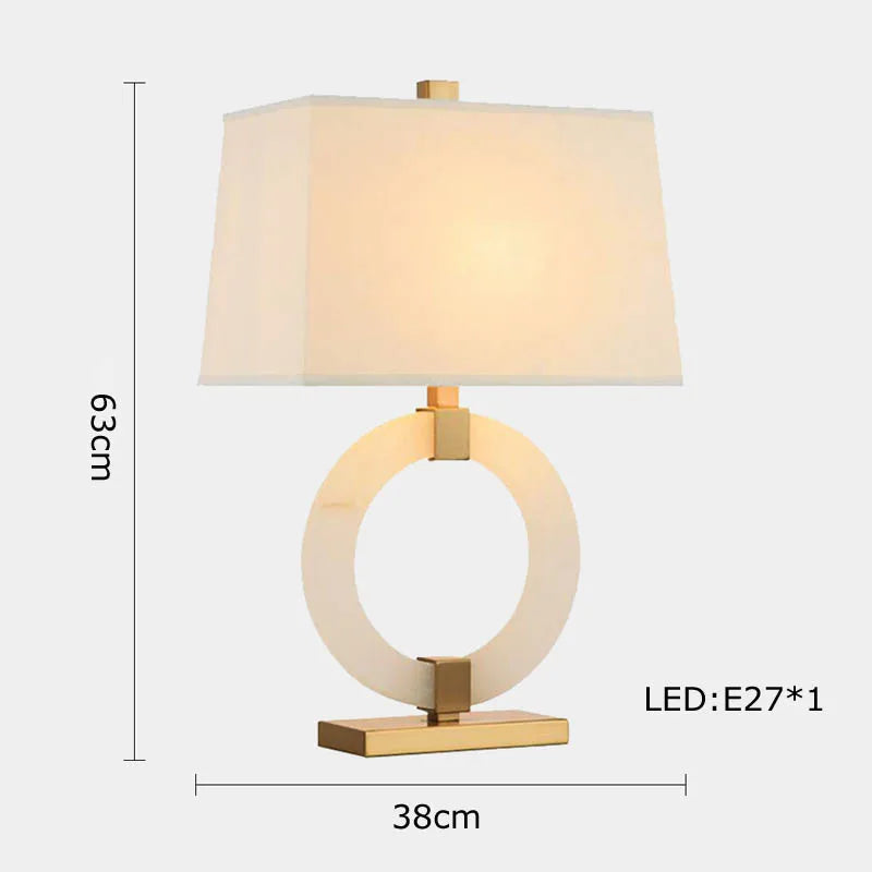 Afralia™ Oriental Marble LED Desk Lamp Classy Home Decor Luxury Textile Table Light.