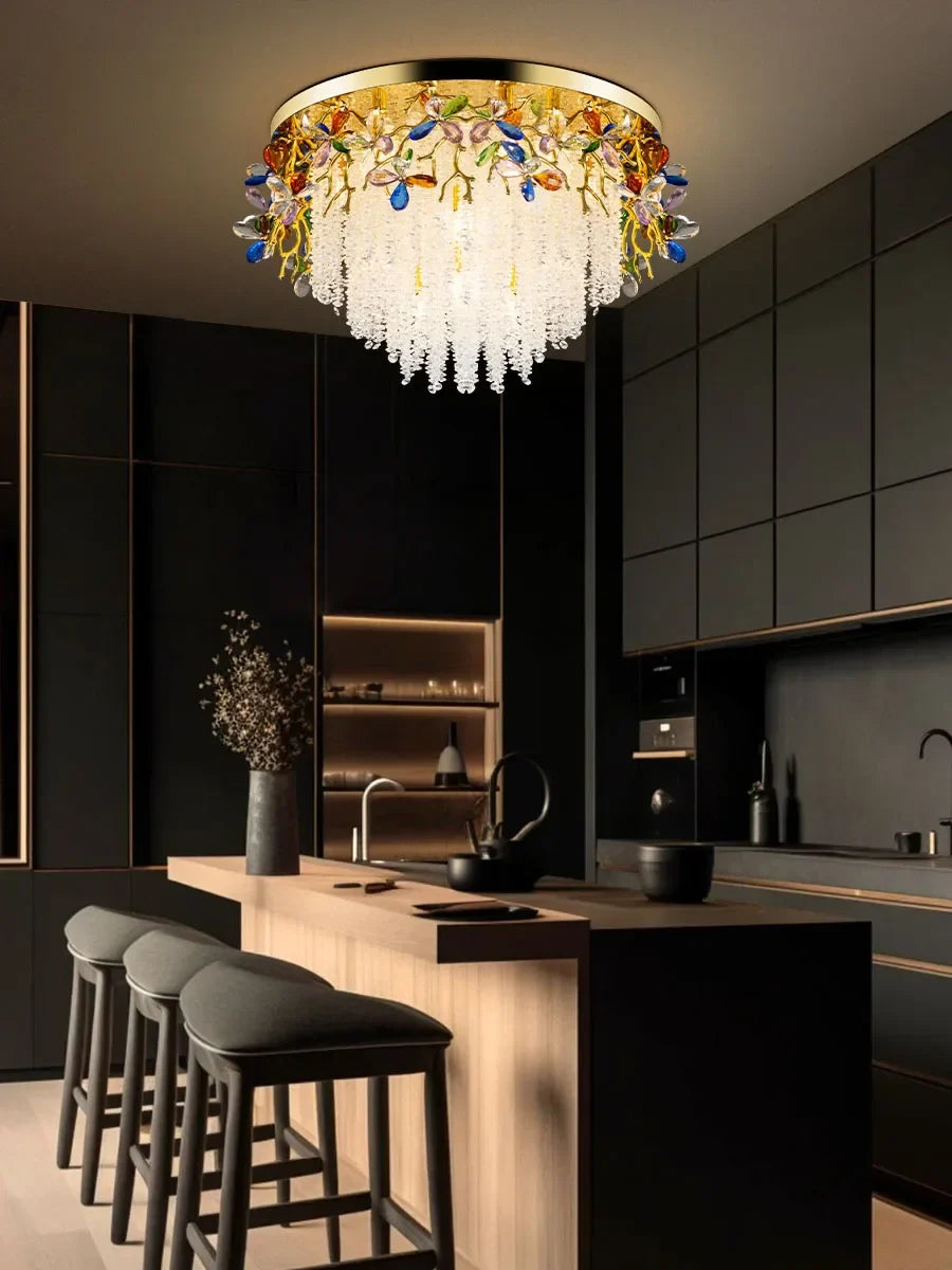Afralia™ Modern Gold K9 Crystal Branch Chandelier for Bedroom Living Room Kitchen