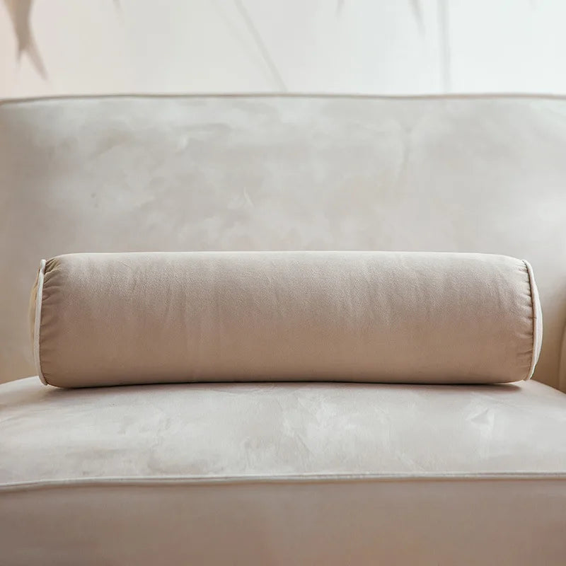 Afralia™ Velvet Candy Body Pillow Flannel Rolled Edge Solid Color Waist Cushion