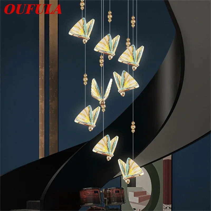 Afralia™ Nordic Butterfly Chandelier: Modern LED Pendant Lights for Home Stairs Hall