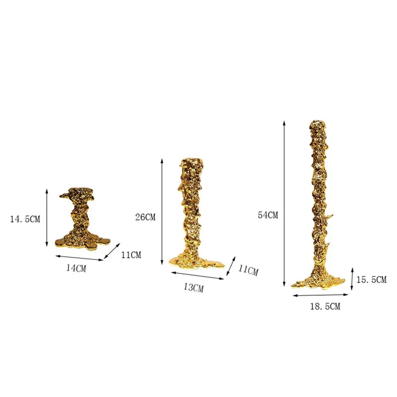 Afralia™ Golden Candlestick Holder Resin Plated Wedding Centerpiece