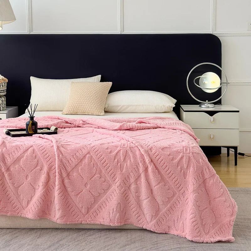 Afralia™ Taffeta Velvet Jacquard Coral Fleece Blanket: Warm, Skin-Friendly, Multi-Functional Sofa Cover
