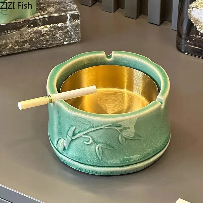 Afralia™ Bamboo Tissue Box: Ceramic Green Bamboo Design for Coffee Table & Desk Decor