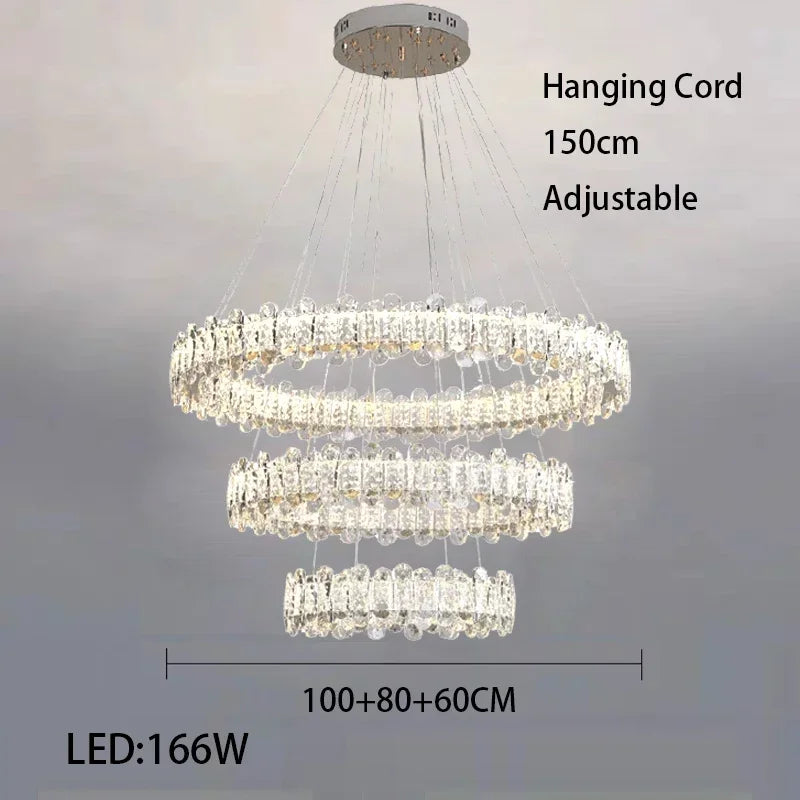 Afralia™ Crystal LED Ceiling Chandelier Rings for Home Decor & Living Room