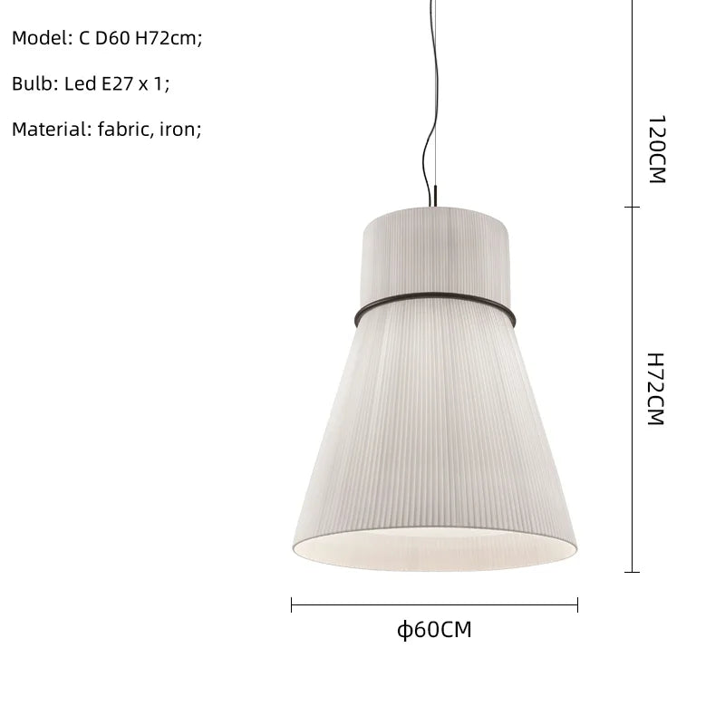Afralia™ White Fabric LED Pendant Chandelier, Minimalist Living Room Ceiling Light