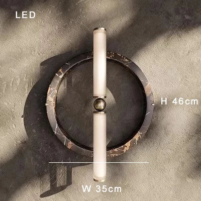 Afralia™ Round Marble Wall Lamp Minimalist Lights Stone Sconce Luxury Vintage Wall Mounted